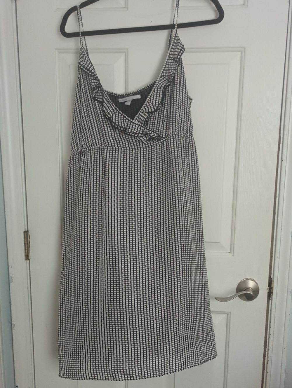 Old Navy Black and White Checkered Silk Mini Dress